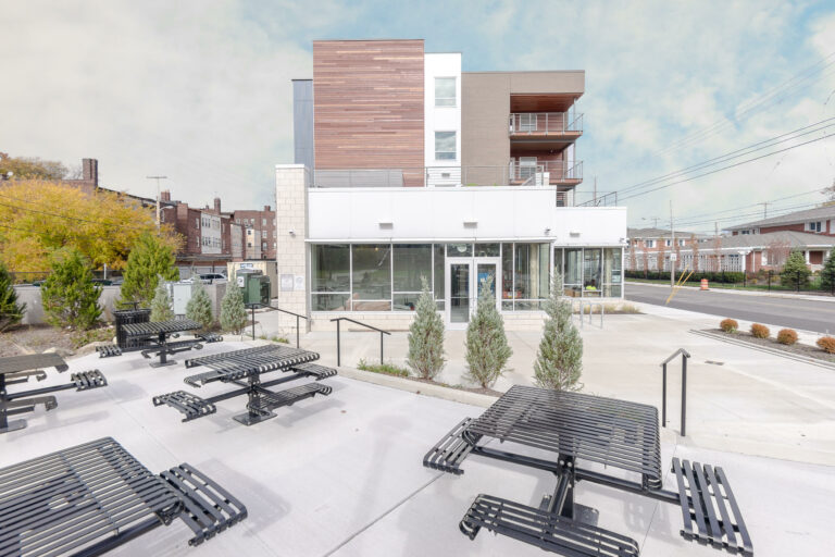 Outdoor common area adjacent to the small business incubator